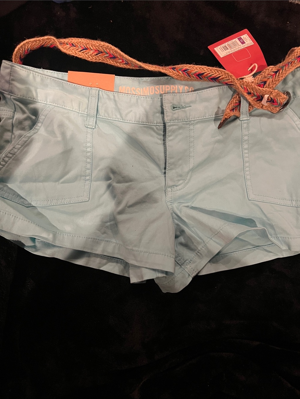Mossimo Supply Co. Light Blue Women's Athletic Shorts with Multicolor Woven Belt